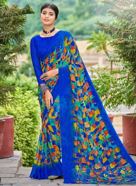 Blue Colour Ruchi Star Chiffon New Latest Daily Wear Designer Fancy Saree Collection 18101 B